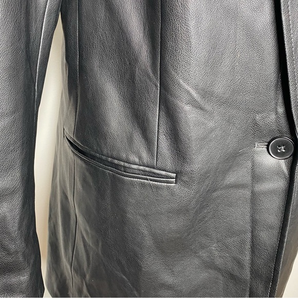 Express Black Faux Leather Single Button Blazer - Picture 2 of 8